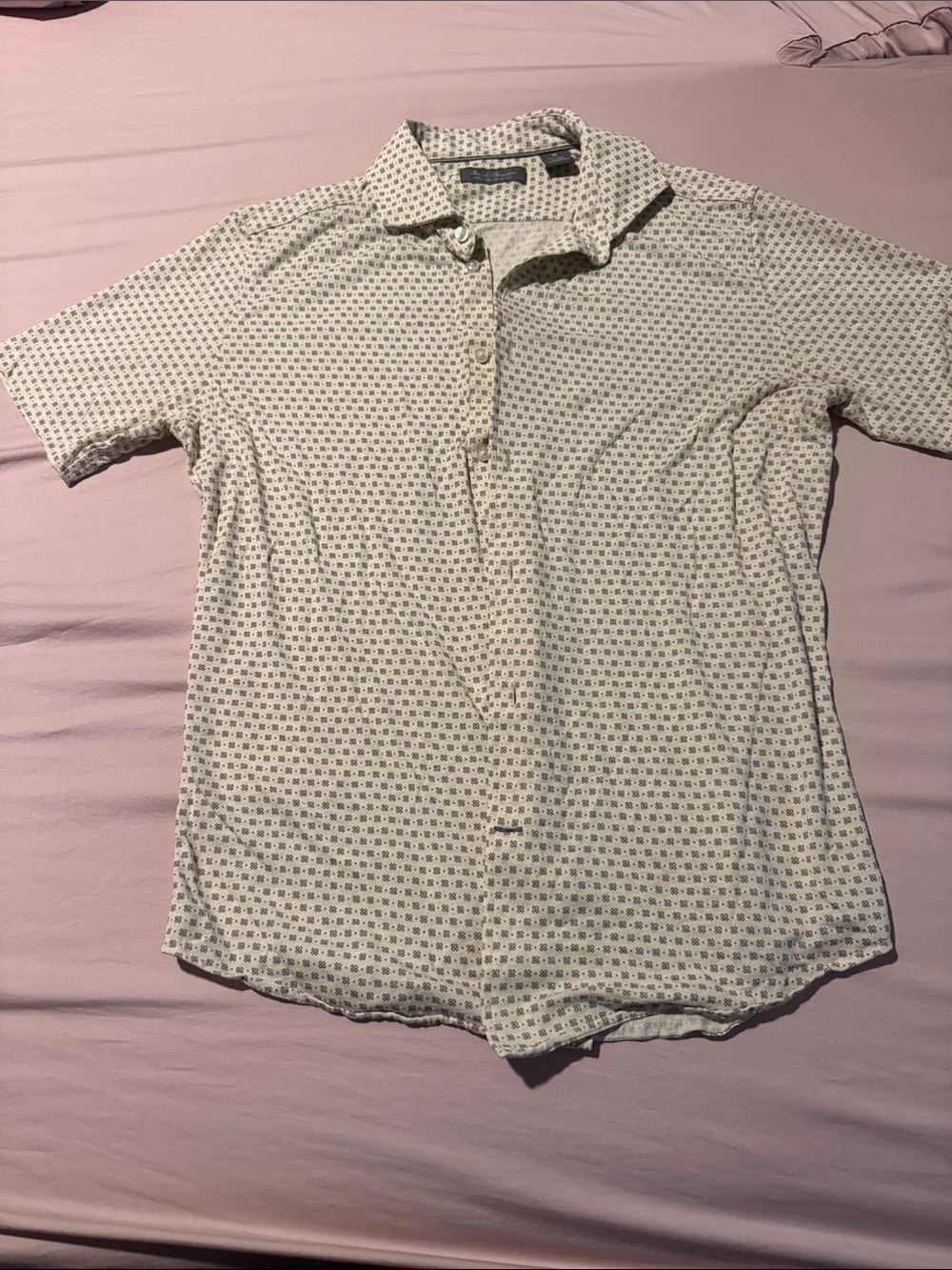 Daniel Cremieux Men's Short Sleeve Polo Shirt - White with Navy Pattern